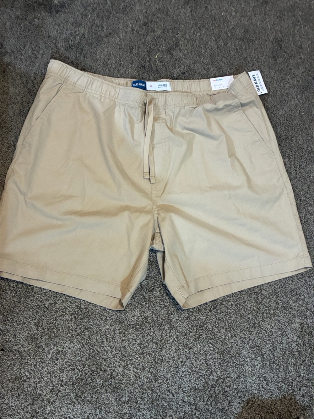 Old Navy Men’s Twill Jogger Shorts Khaki Beige XL
